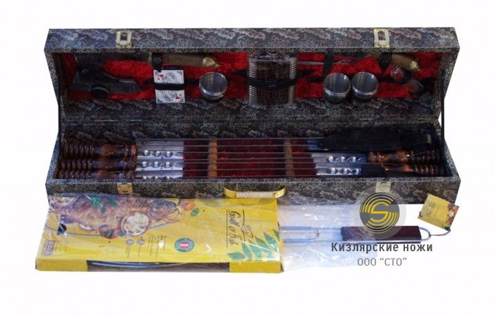 Шашлычный набор №3 (крокодил, латунь)